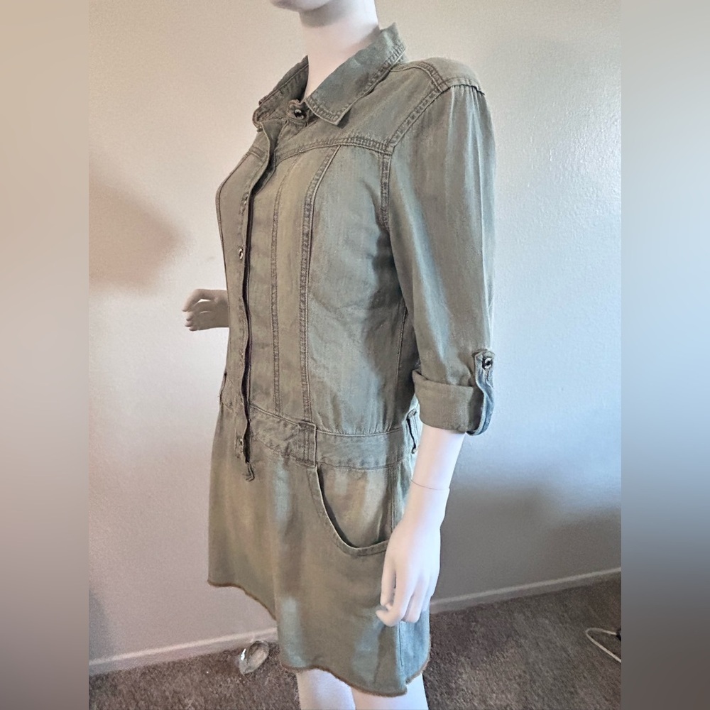 Joie Soft Denim Drop Waist Button Down Dress - image 2